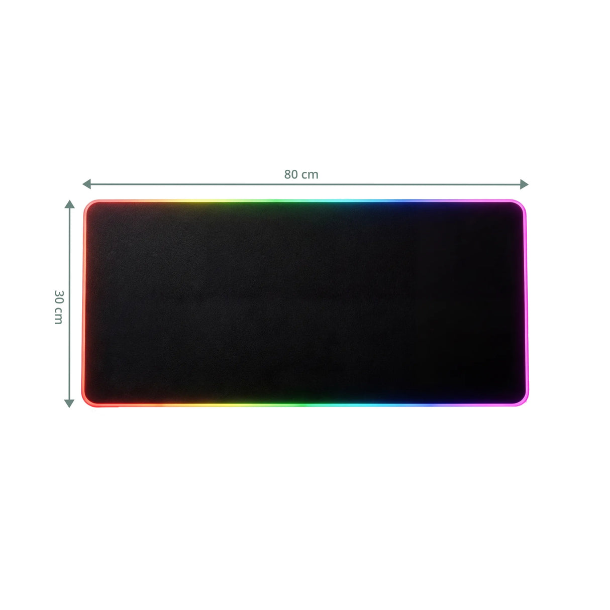 Maßzeichnung der Schreibunterlage Padflux Game in 80 × 30 cm mit RGB-Beleuchtung von hjh OFFICE