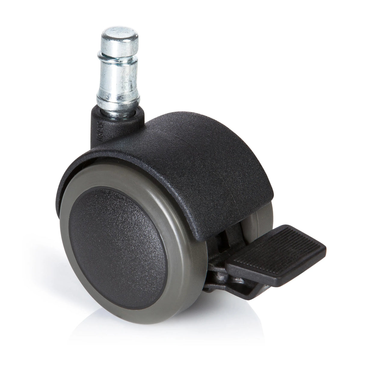Schwarze Stuhlrolle 5x ROLO STOP 11mm/50mm für Hartböden mit Feststellbremse von hjh OFFICE – 360-Grad-Ansicht (Frontansicht 0°)