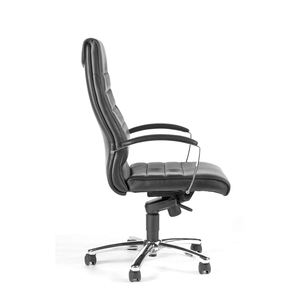 Profi-Chefsessel TD Lux 10 Leder in Schwarz mit gestepptem Bezug und verchromtem Fußkreuz von Topstar