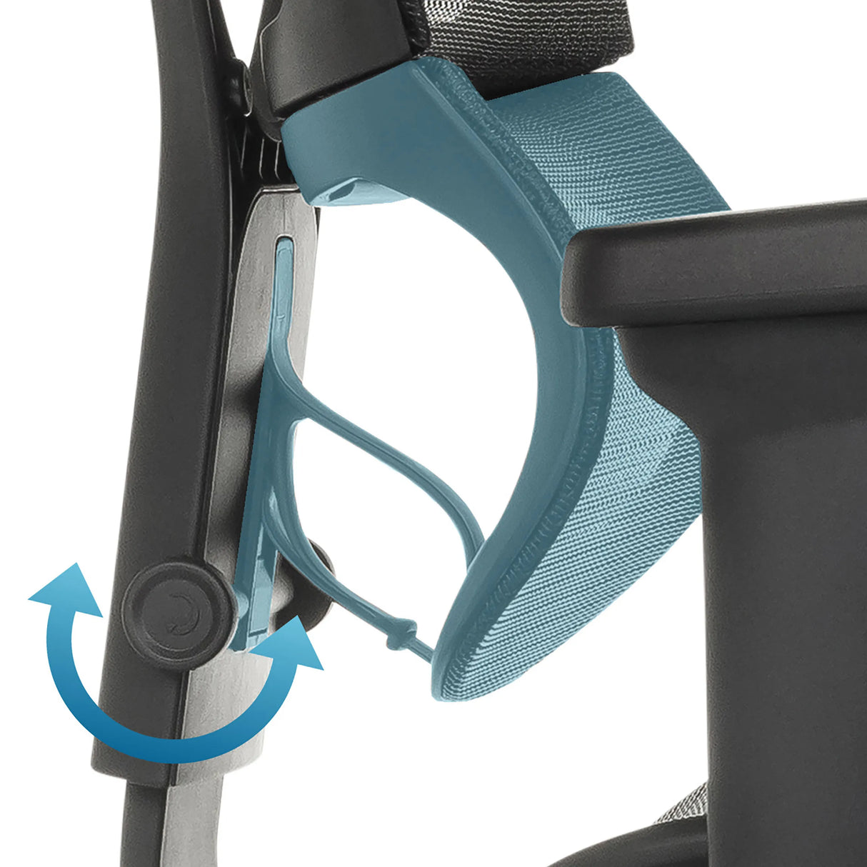 Verstellbare blaue Kopfstütze aus Netzgewebe des Luxus-Chefsessel ERGOHUMAN SLIM ULTRA GEN2 von hjh OFFICE