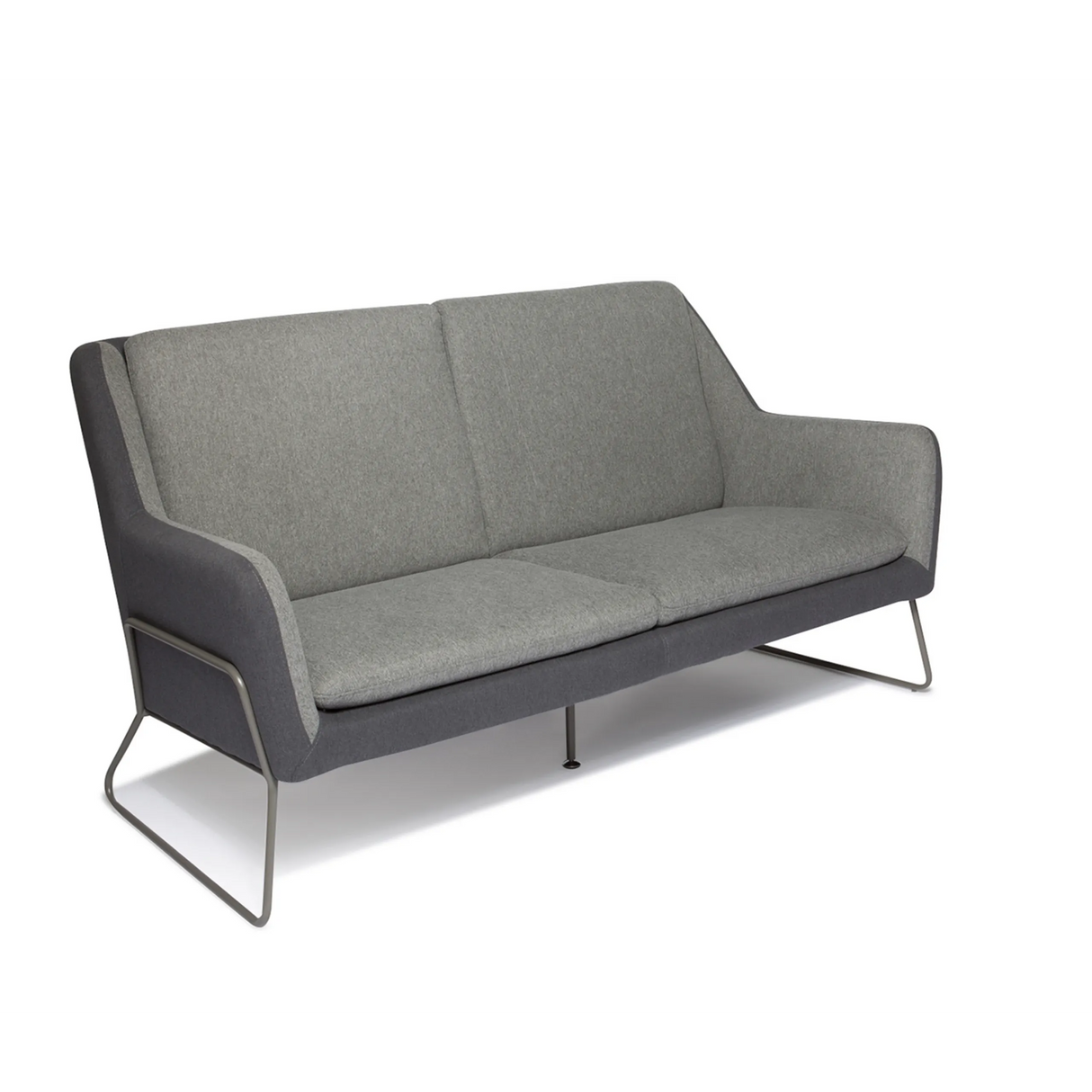 Hellgraues Loungesofa LAGUN mit dunkelgrauen Akzenten und schlanken Metallfüßen von hjh OFFICE – 360-Grad-Ansicht (Rückenansicht 180°)