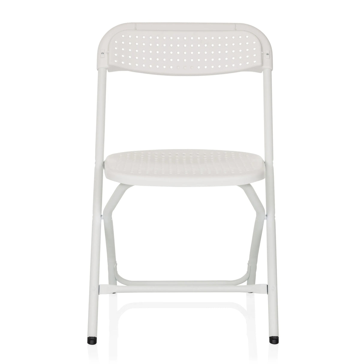 Weißer Outdoor-Stuhl TUDELA XXL PRO W mit perforierter Sitz- und Rückenfläche von hjh OFFICE – 360-Grad-Ansicht (Frontansicht 0°)