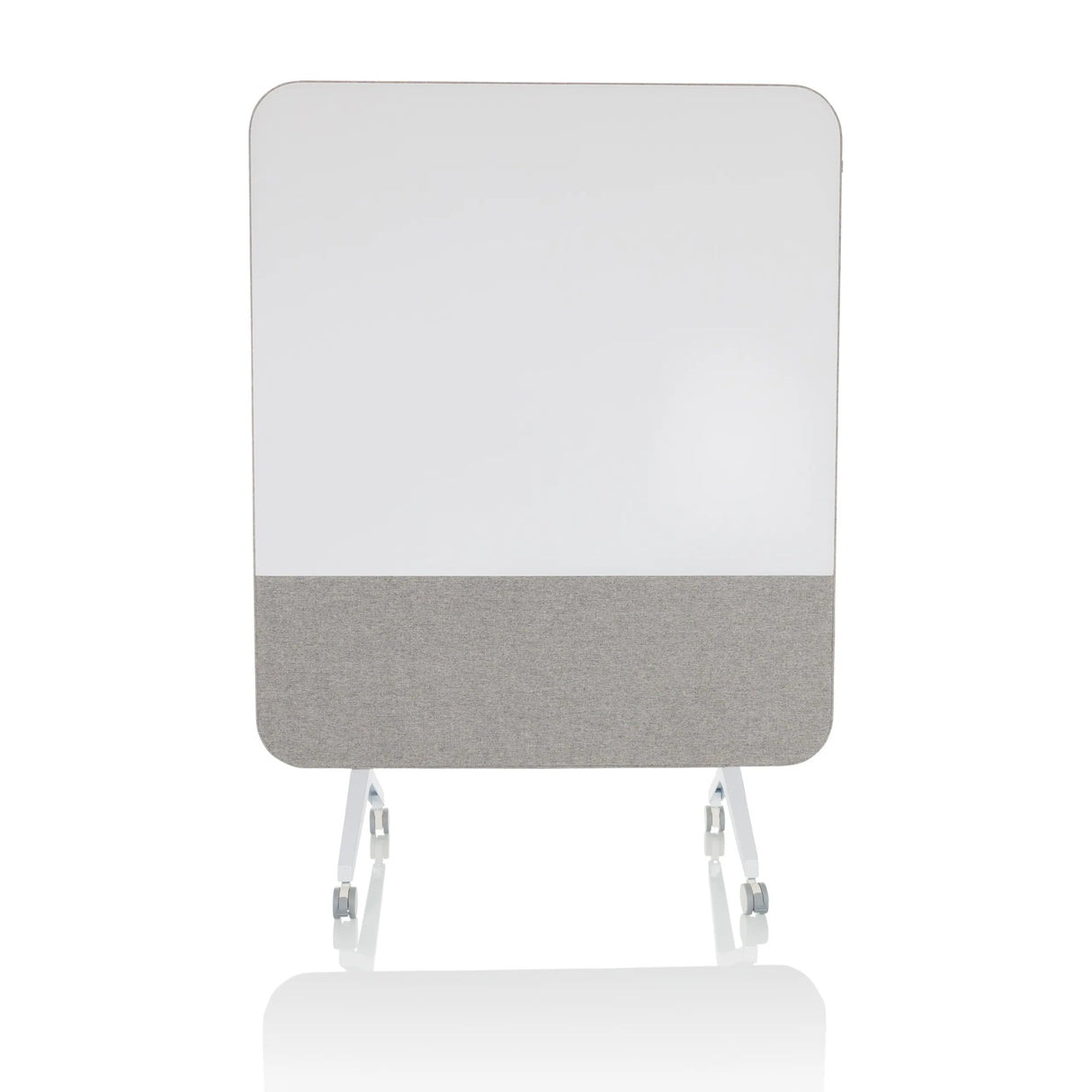Graues Whiteboard VISION BOARD mit weißer Schreibfläche und Rollen von hjh OFFICE – 360-Grad-Ansicht (Frontansicht 0°)