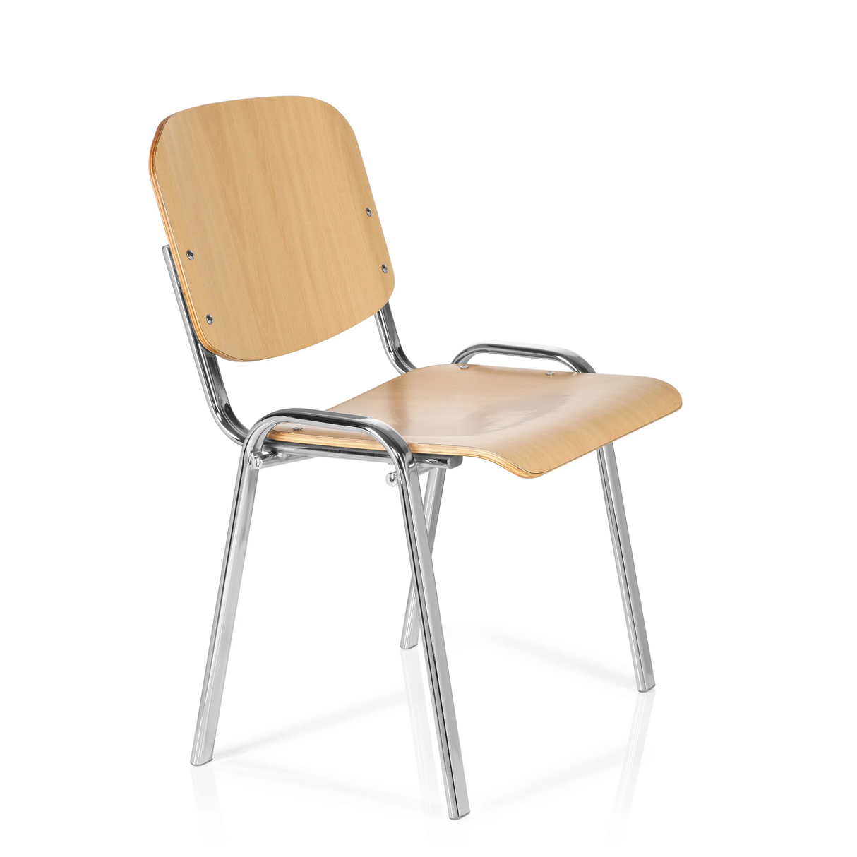 Vierfußstuhl XT 600 C H in Buche mit Gestell aus Chrom von hjh OFFICE – 360-Grad-Ansicht (schräge Frontansicht 60°)