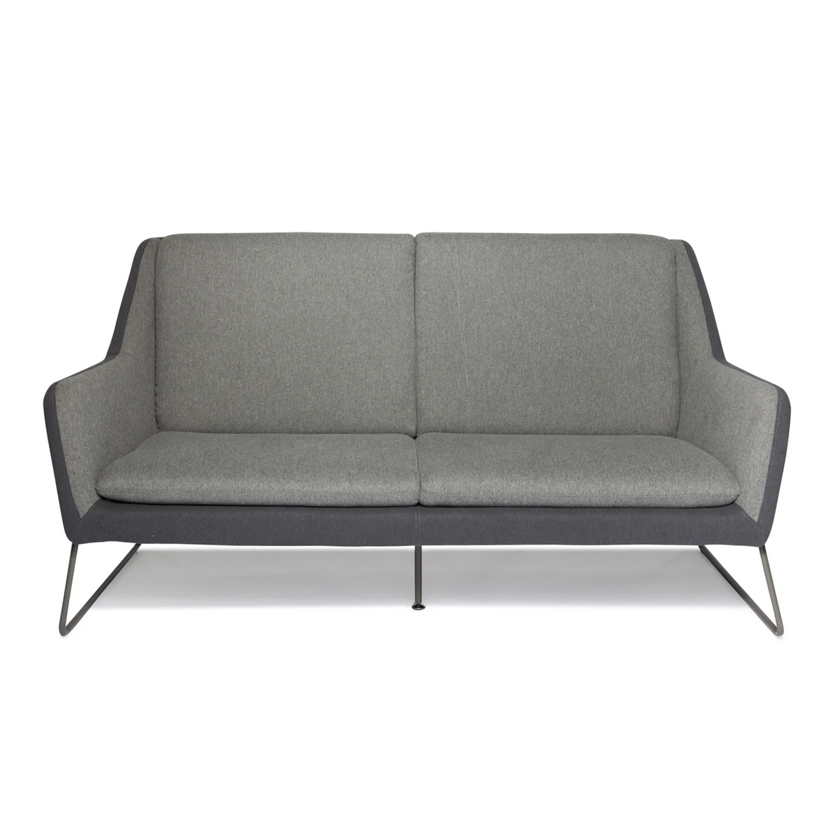 Hellgraues Loungesofa LAGUN mit dunkelgrauen Akzenten und schlanken Metallfüßen von hjh OFFICE – 360-Grad-Ansicht (Frontansicht 0°)