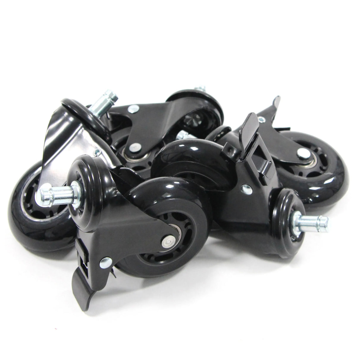 Schwarze Stuhlrollen 5x ROLO SKATE S 11mm/75mm mit Feststellbremse für Hartböden von hjh OFFICE