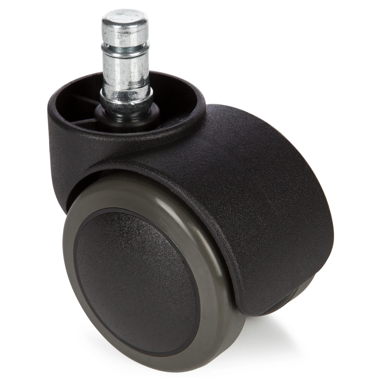 Schwarze Stuhlrolle 5x ROLO 11mm/50mm für Hartböden mit silbernem Metallstift von hjh OFFICE – 360-Grad-Ansicht (Frontansicht 0°)