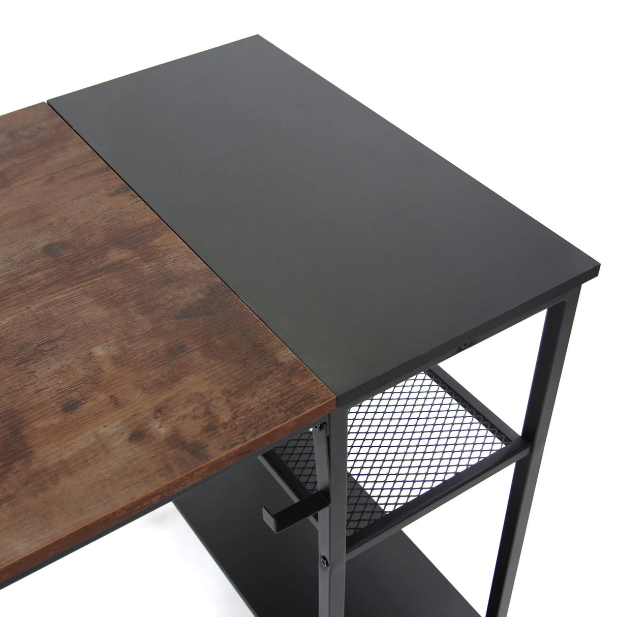 Zweiteilige Tischplatte in Schwarz und Braun des Schreibtisches WORKSPACE H I von hjh OFFICE
