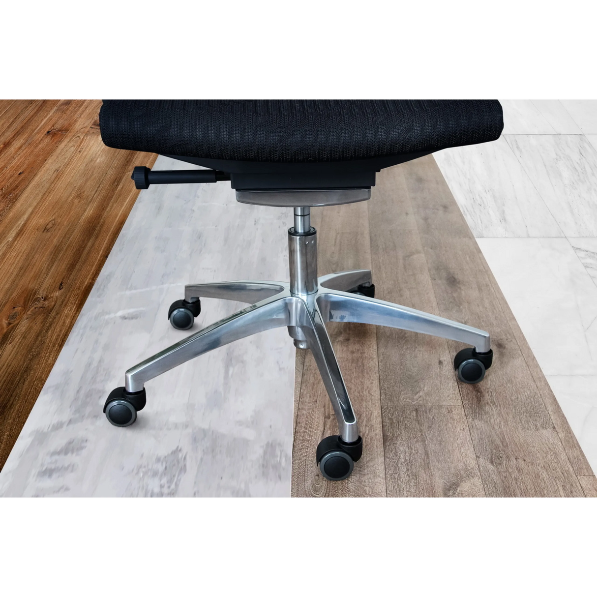Schwarze Stuhlrollen des Modells 5x ROLO 10mm/50mm für Hartböden mit poliertem Fußkreuz von hjh OFFICE
