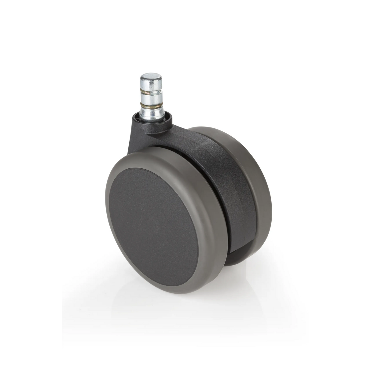 Schwarze Stuhlrolle 5x ROLO No-Noise 11mm/75mm für Hartböden mit silberfarbenem Metallstift von hjh OFFICE – 360-Grad-Ansicht (Rückenansicht 180°)