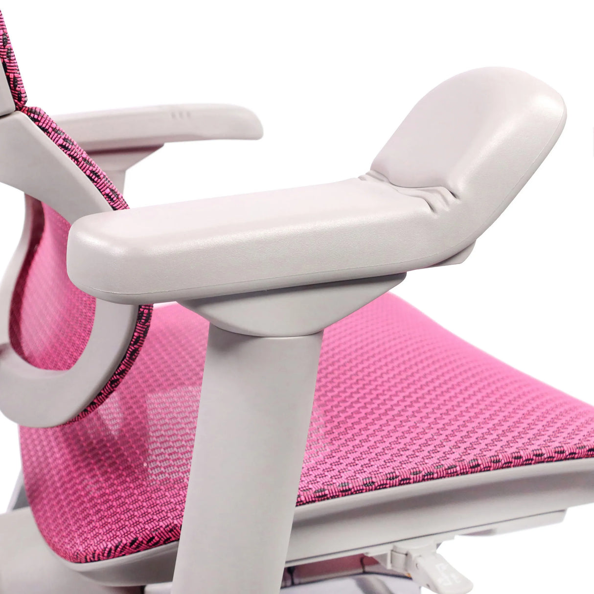 Graue Armlehne und rosa Netzbezug des Luxus-Chefsessels ERGOHUMAN SLIM G GEN2 von hjh OFFICE