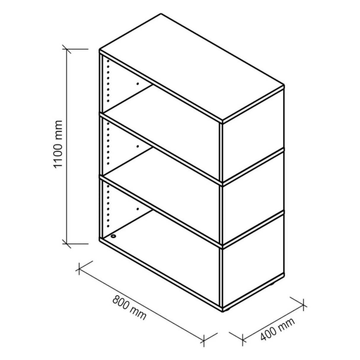 Technische Zeichnung des Regals FlexWall mit 1100 x 800 mm von hjh OFFICE PRO