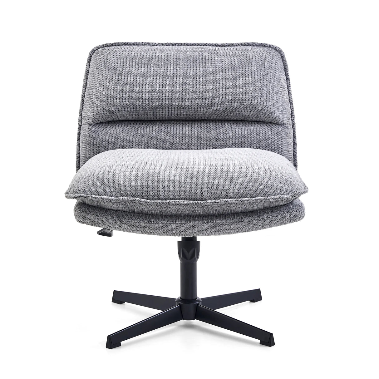Dunkelgrauer Loungesessel Criss-Cross 20 mit Polsterung und schwarzem Fußkreuz von hjh LIVING – 360-Grad-Ansicht (Frontansicht 0°)
