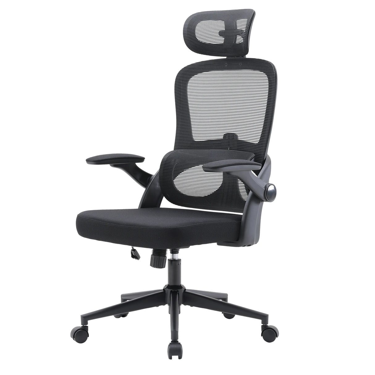 Schwarzer Profi-Bürostuhl MC102C-M101 mit Netzrückenlehne, Kopfstütze und Armlehnen von Sihoo