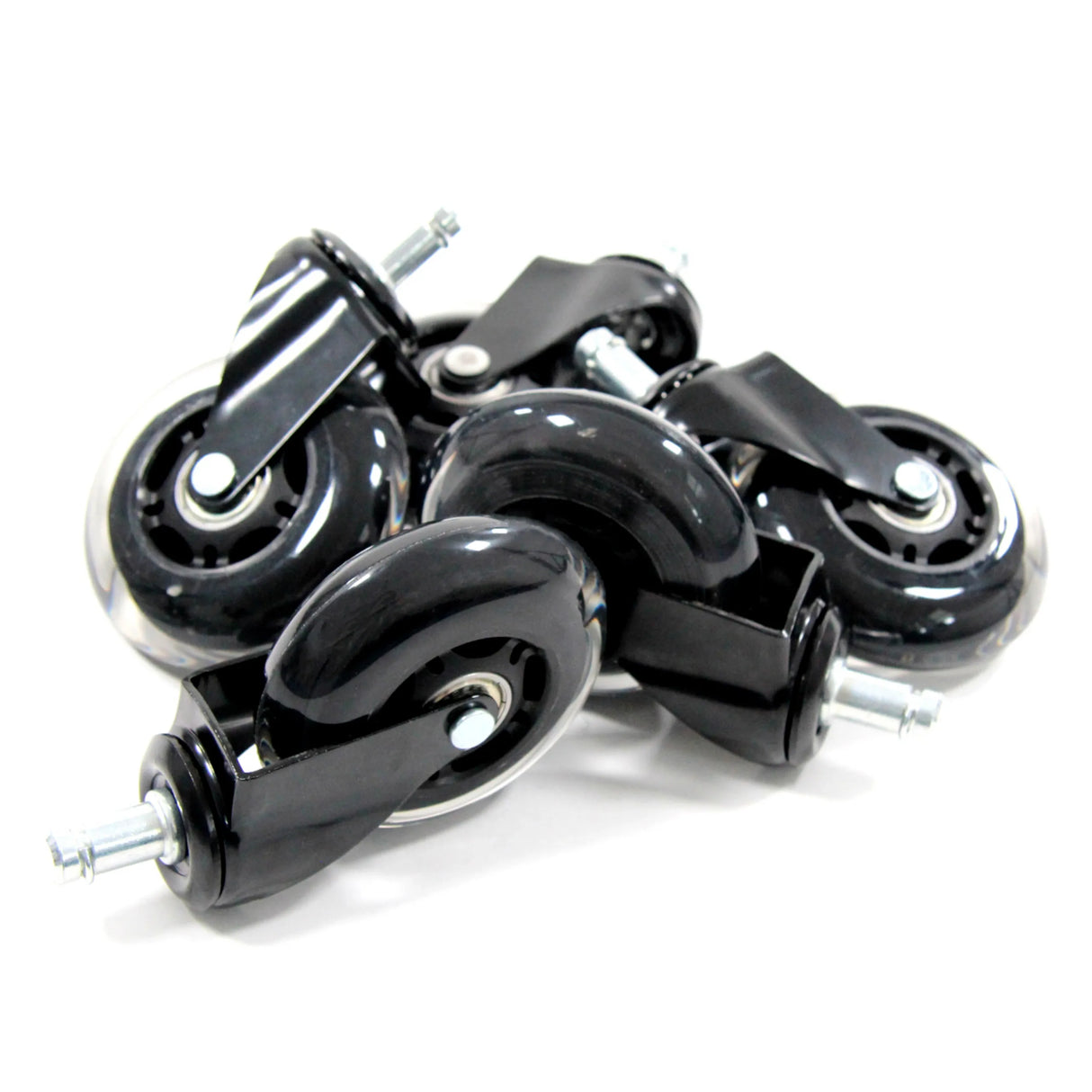 Schwarz-transparente Stuhlrollen 5x ROLO SKATE ST 11mm/75mm für Hartböden von hjh OFFICE