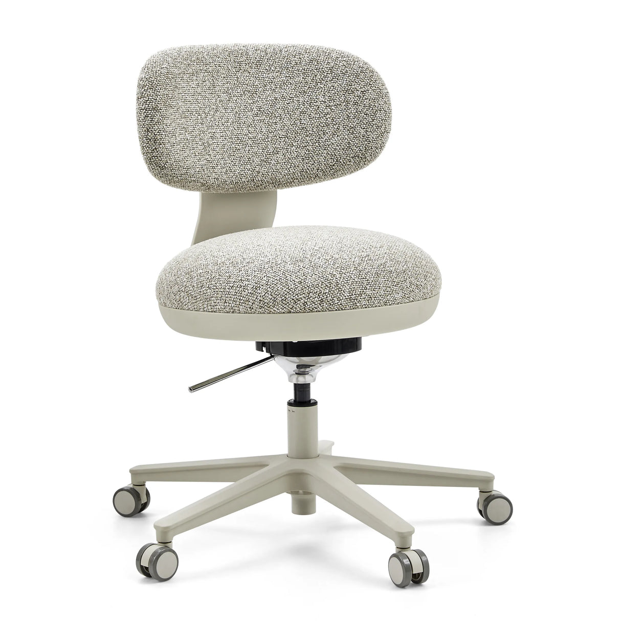 Grauer Home-Office-Bürostuhl SITMOTION W mit strukturiertem Stoffbezug und Fußkreuz mit fünf Rollen von hjh OFFICE – 360-Grad-Ansicht (schräge Frontansicht 30°)