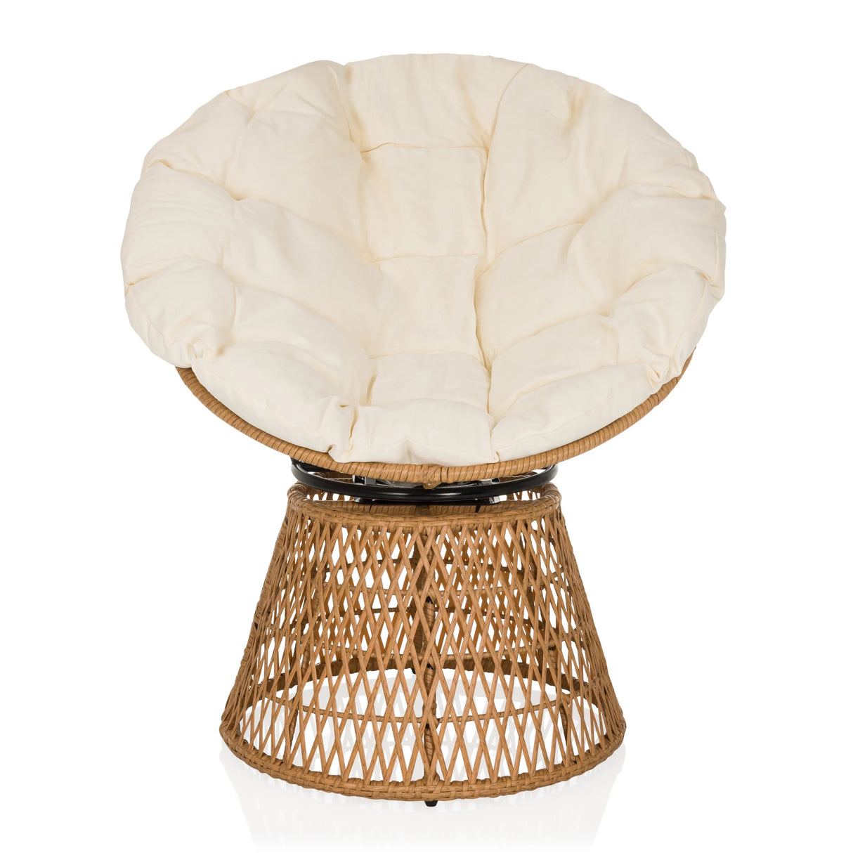 Outdoor-Stuhl WEAVORA in Beige mit geflochtenem Untergestell und großem, weichem Sitzkissen von hjh LIVING