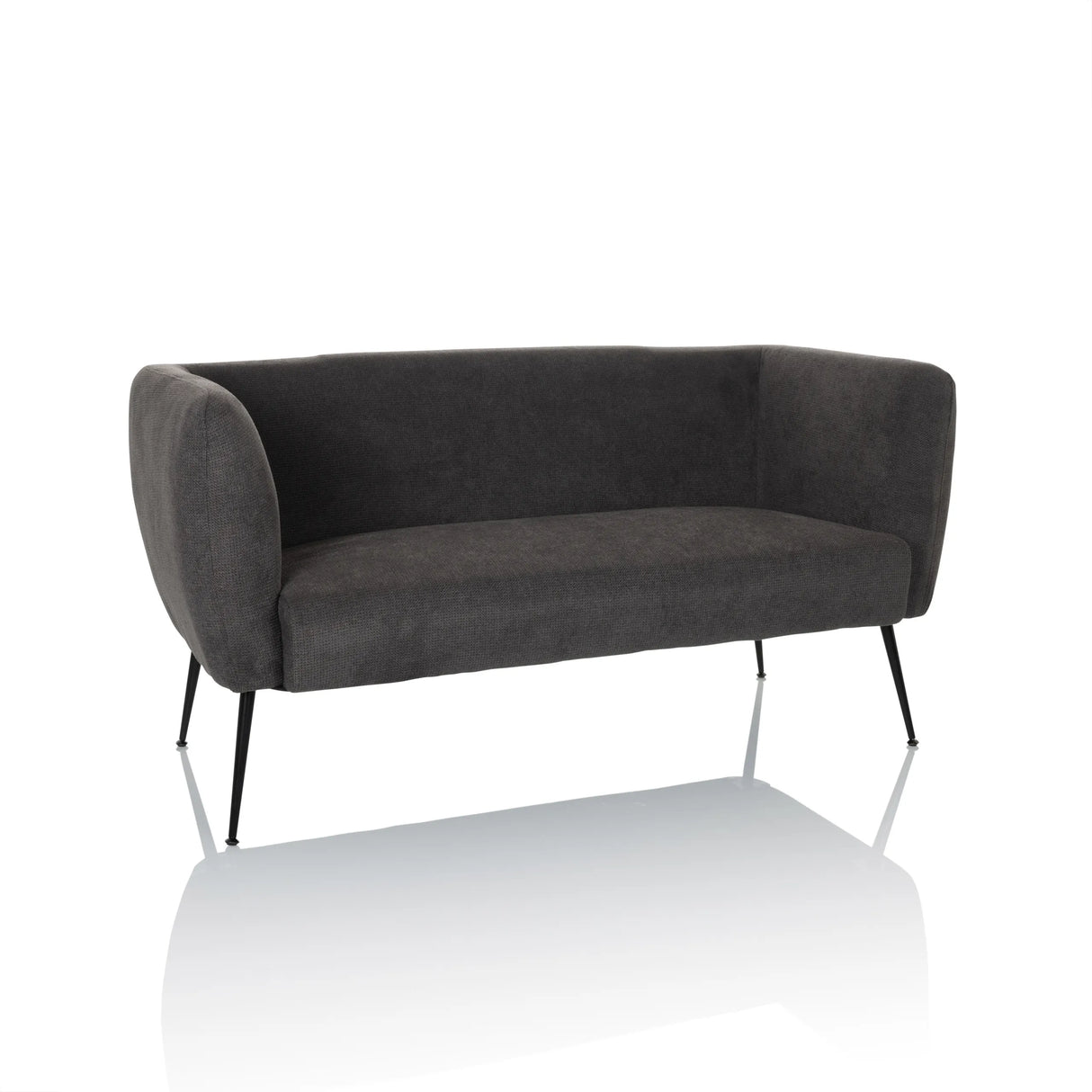 Graues Loungesofa HAYRIVER mit schmalen schwarzen Beinen von hjh LIVING – 360-Grad-Ansicht (Frontansicht 15°)