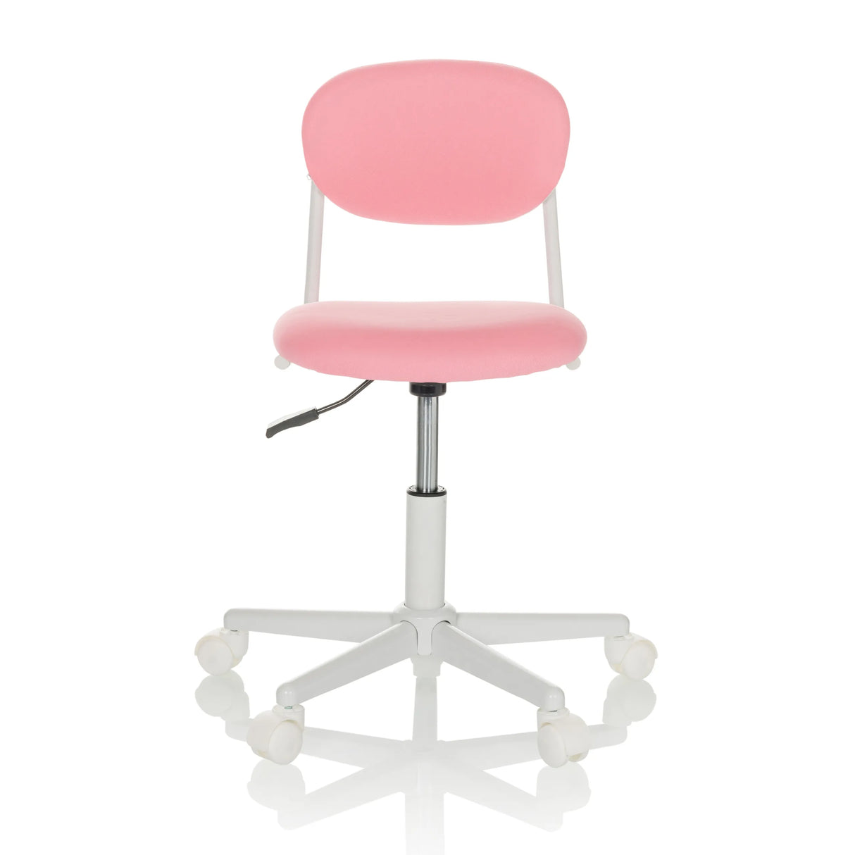Rosa Kinderdrehstuhl KIDDY BASE I mit Fußkreuz und fünf Rollen von hjh OFFICE – 360-Grad-Ansicht (Frontansicht 0°)