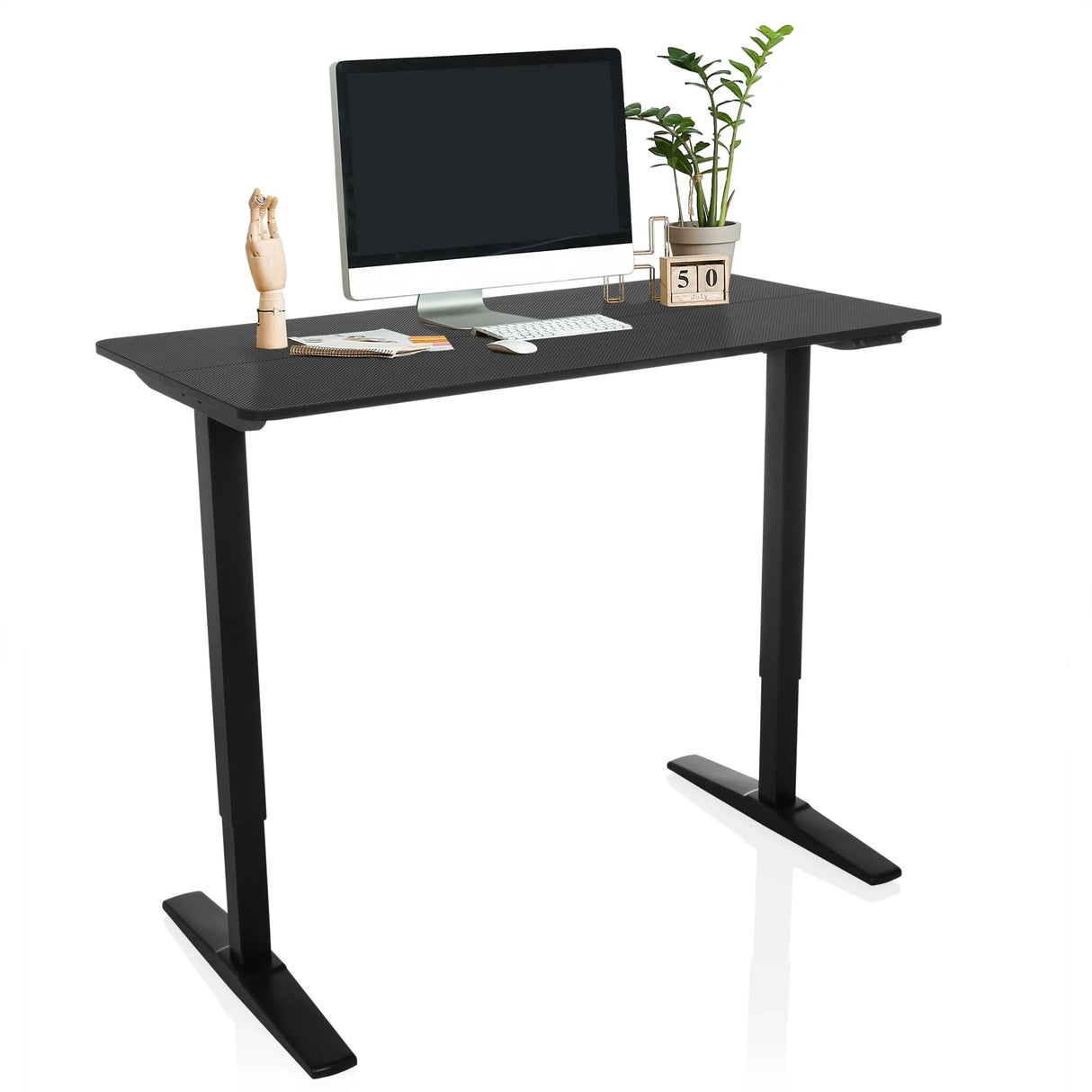 Elektrisch höhenverstellbarer Schreibtisch STAND CARBON in Schwarz mit einer Tischplatte von 120 × 60 cm von hjh OFFICE