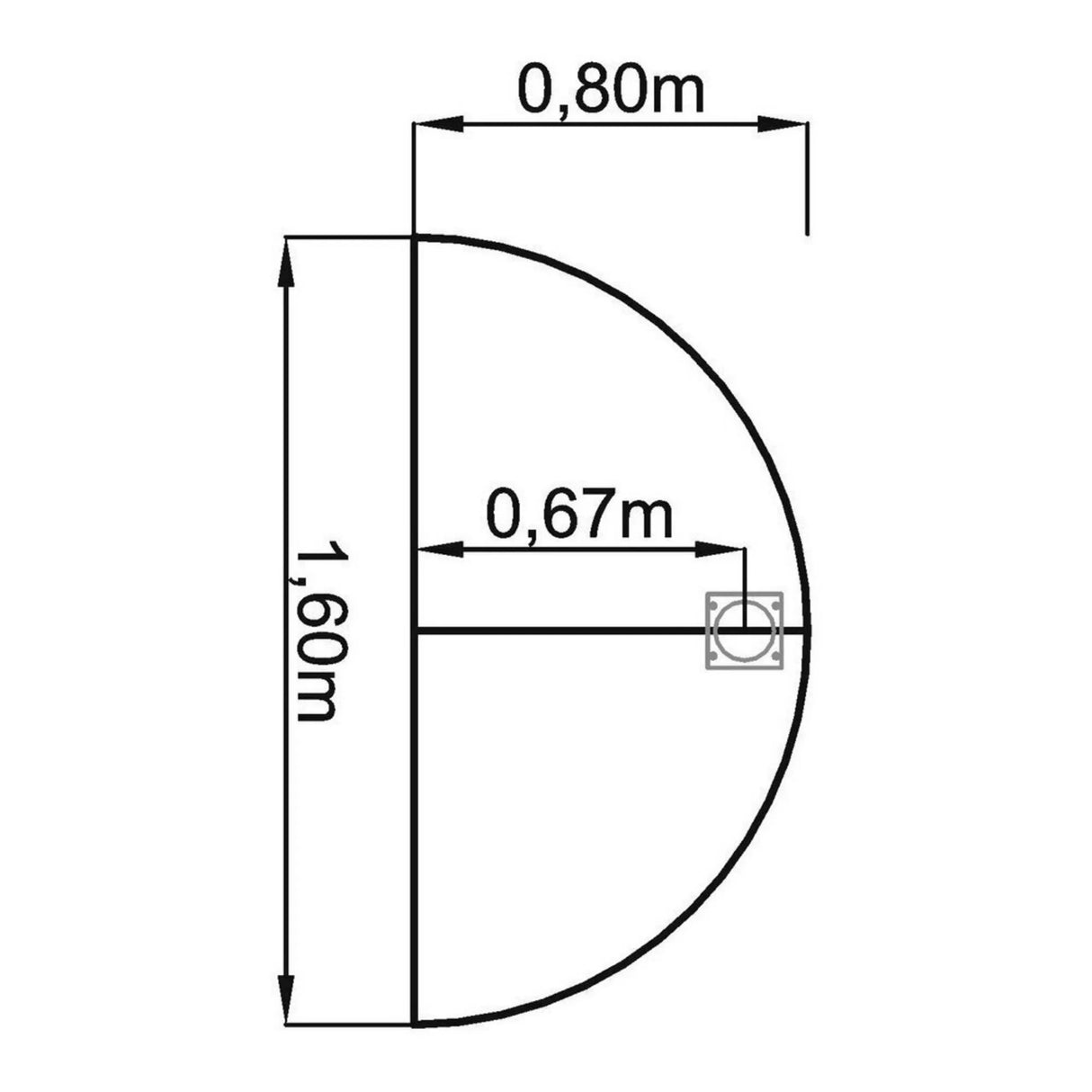 Technische Zeichnung des Ansatztischs LA60 G / LA80 G / LA160 G mit 1,60 x 0,80 m von hjh OFFICE PRO