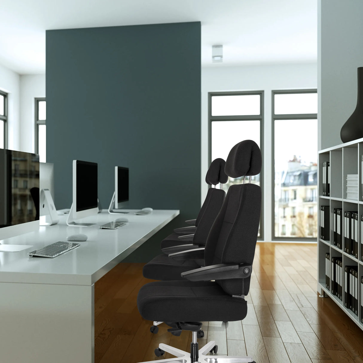 XXL Drehstuhl 24 HOURS I in Schwarz mit Kopfstütze und Armlehnen von hjh OFFICE