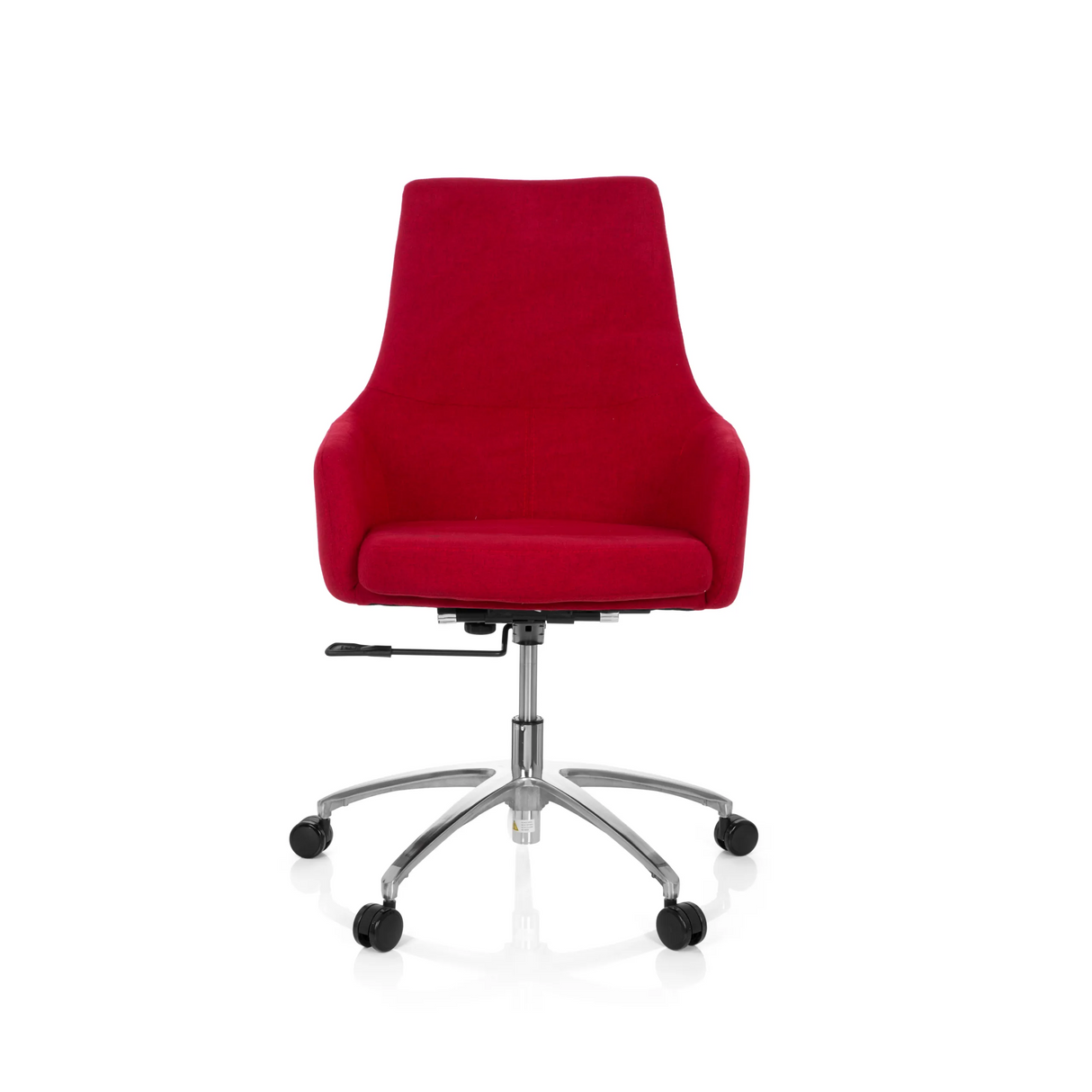 Roter Homeoffice-Bürostuhl SHAKE 100 mit Polstersitz und Fußkreuz mit fünf Rollen von hjh OFFICE – 360-Grad-Ansicht (Frontansicht 0°)