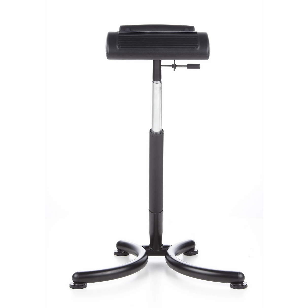 Schwarze Stehhilfe TOP WORK 30 mit gepolstertem Sitz und Vierfußkreuz von hjh OFFICE – 360-Grad-Ansicht (Frontansicht 0°)