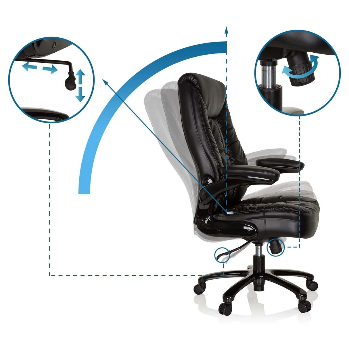 Verstellmechanismen des XXL Drehstuhls INSTRUCTOR III inklusive Neigung und Gasfeder von hjh OFFICE