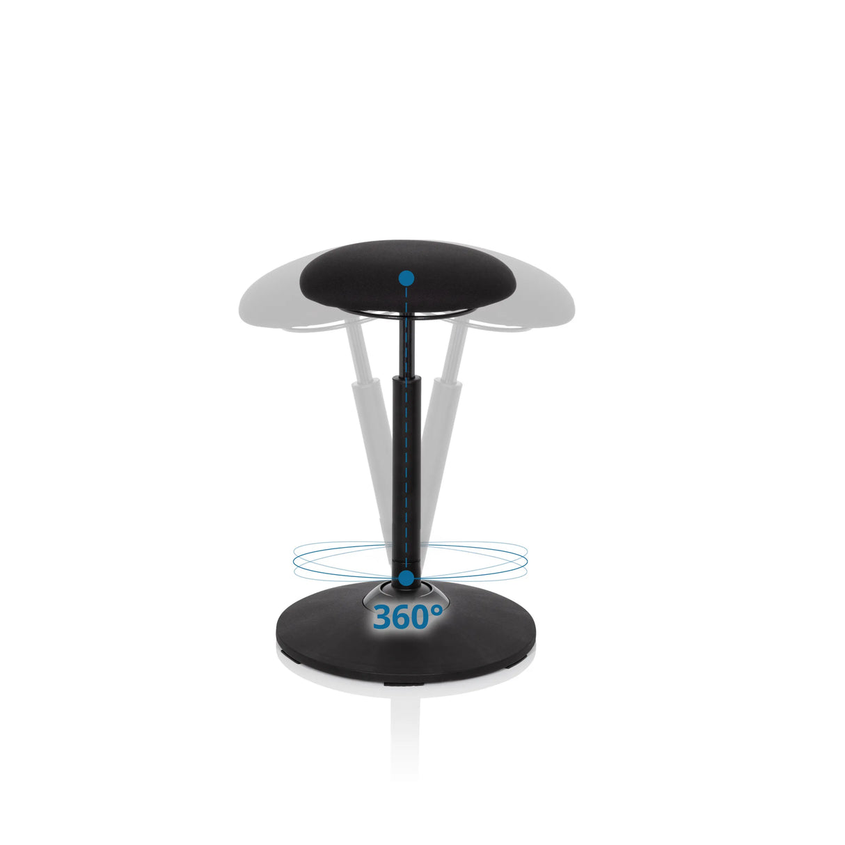 360-Grad-Drehfunktion der schwarzen Stehhilfe BALANCE SIT von hjh OFFICE