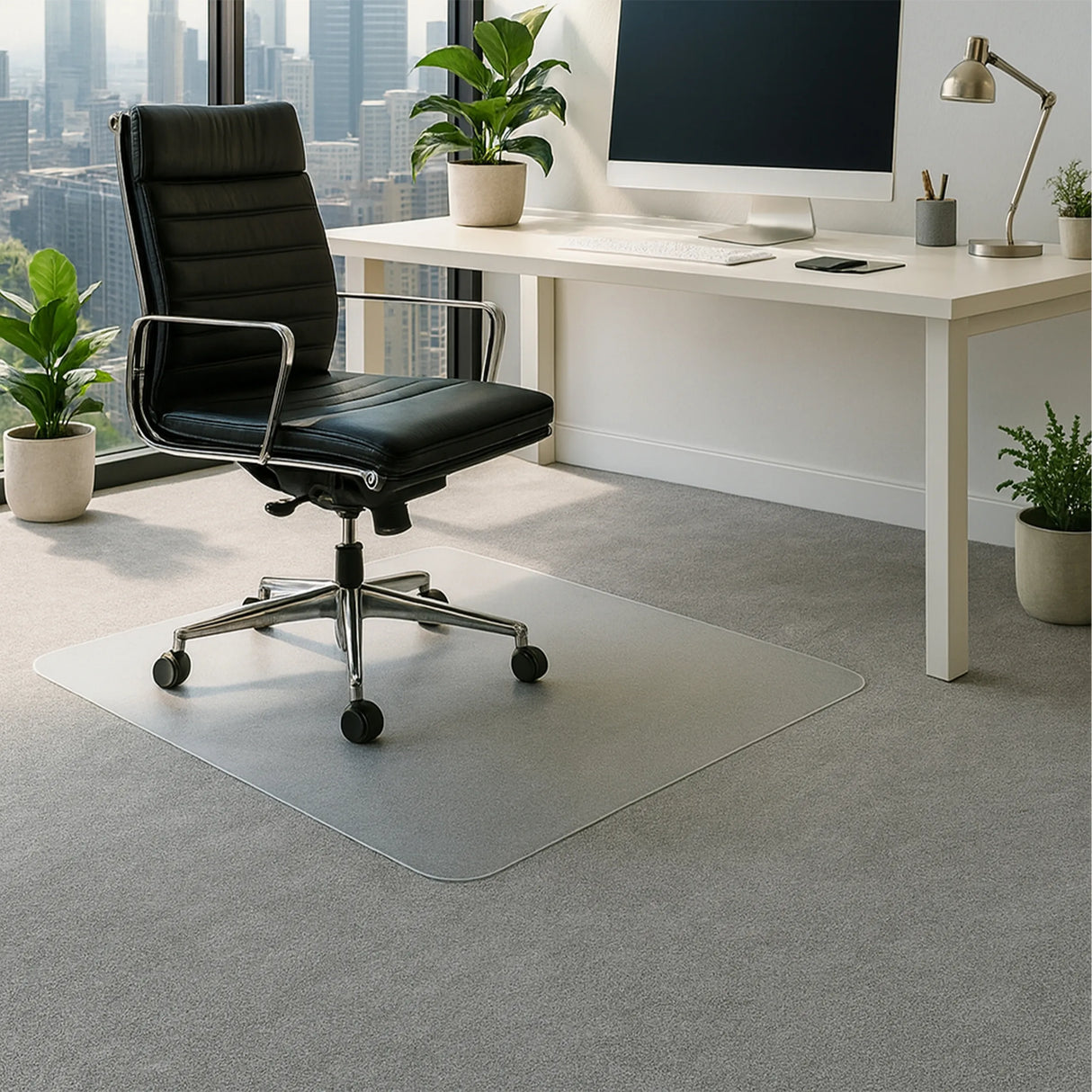 Transparente Bodenschutzmatte ULTIMAT II aus Polycarbonat für Teppichböden von Floortex