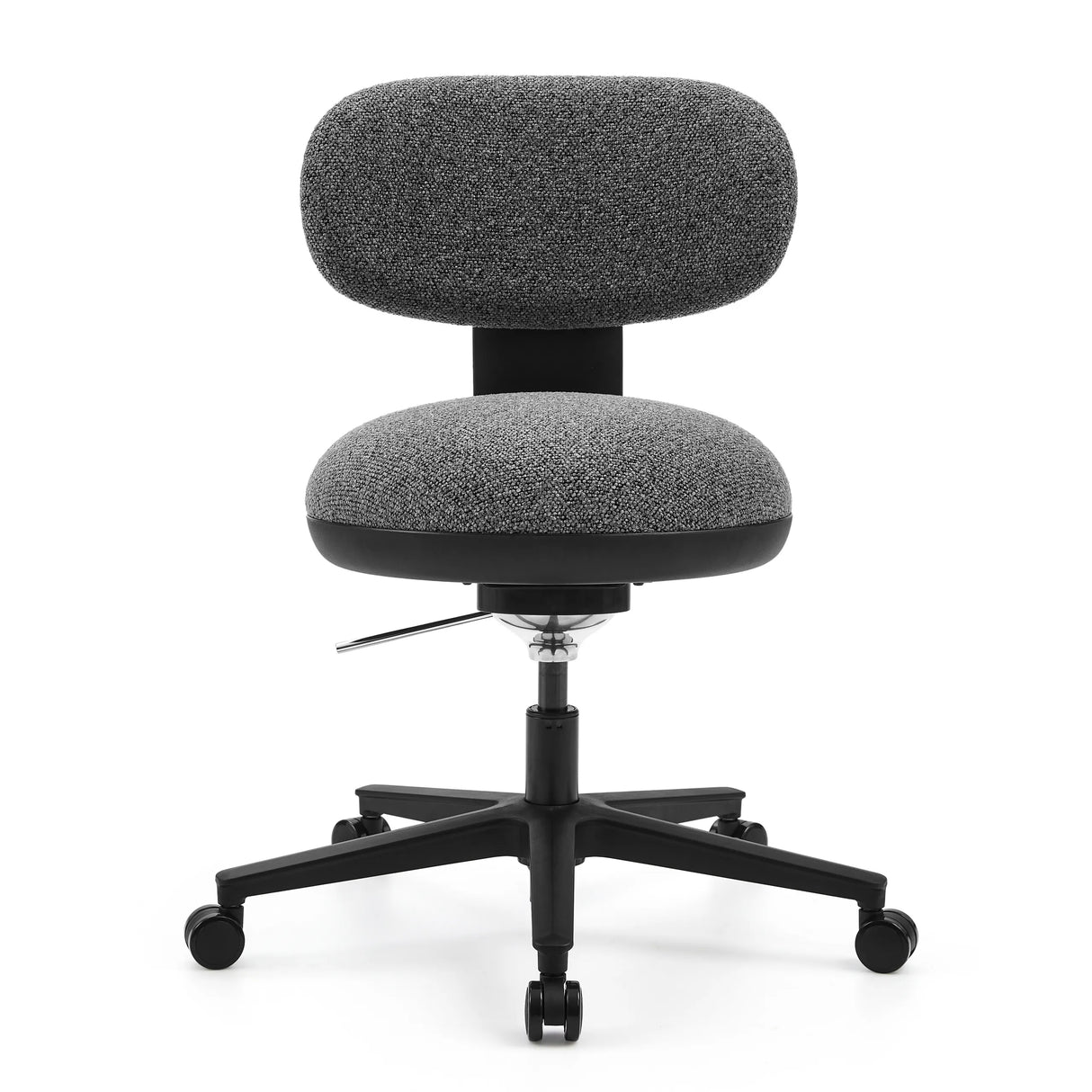 Grauer Homeoffice-Bürostuhl SITMOTION B mit gepolsterter Sitzfläche und Fußkreuz mit fünf Rollen von hjh OFFICE – 360-Grad-Ansicht (Frontansicht 0°)