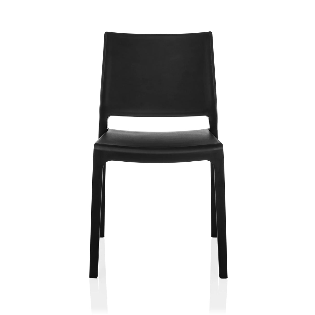 Schwarzer Outdoor-Stuhl T37 V 4 mit schlichter Rückenlehne und vier Beinen von hjh LIVING – 360-Grad-Ansicht (Frontansicht 0°)