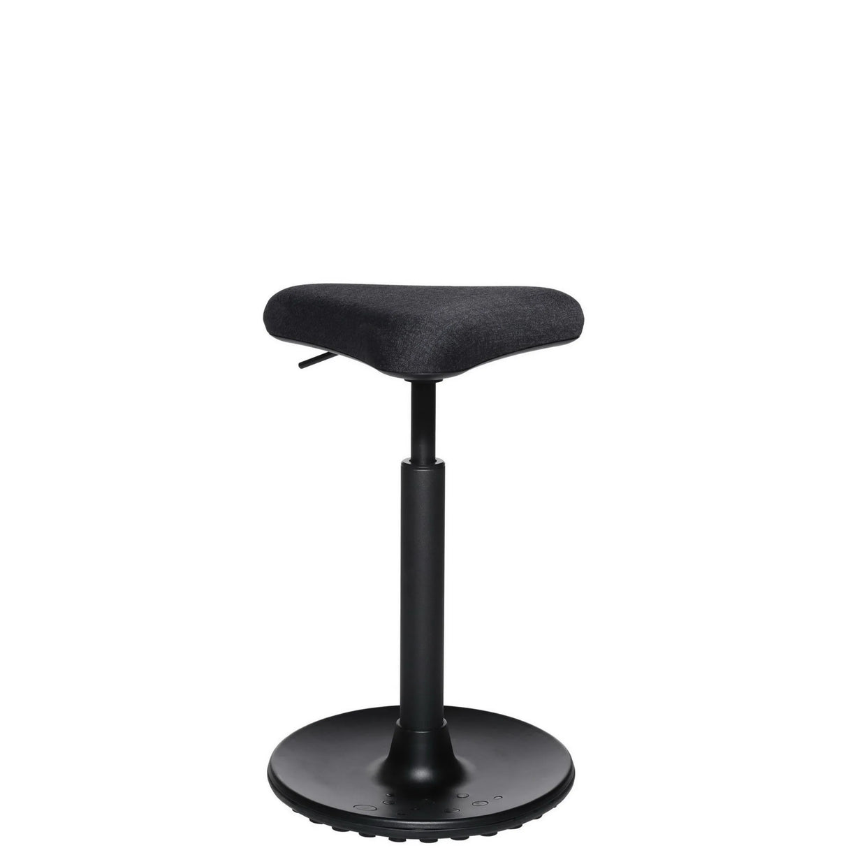 Schwarze Stehhilfe HJH SITNESS HIGH 10 mit gepolsterter Sitzfläche und rundem Standfuß von Topstar – 360-Grad-Ansicht (Frontansicht 0°)