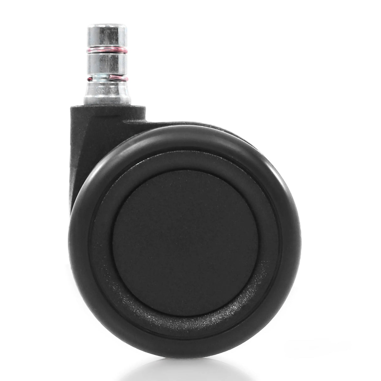 Schwarze Stuhlrolle 5x ROLO COLOR 60 11mm/60mm für Hartböden mit metallischem Befestigungsstift von hjh OFFICE – 360-Grad-Ansicht (schräge Rückenansicht 240°)
