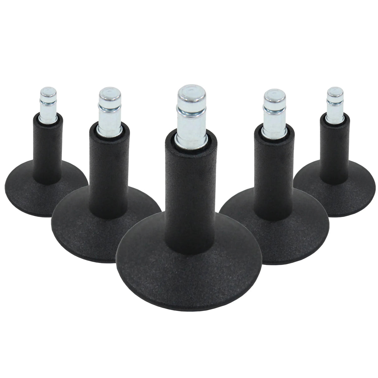 Fünf schwarze Stuhlgleiter 5 x STAND Nr. 12 mit metallischem Gewindestift für alle Böden von hjh OFFICE
