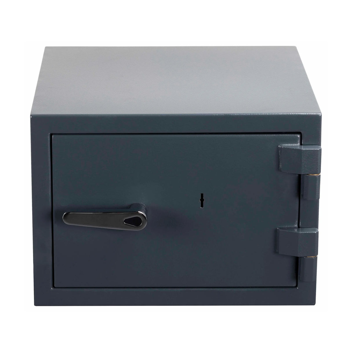 Anthrazitfarbener Tresor Safe Compact Pro mit einem Türgriff und einem Schließzylinder von hjh OFFICE