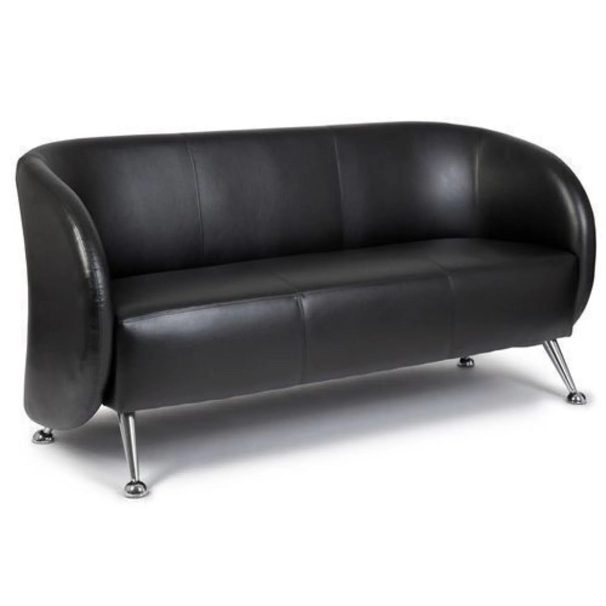 Schwarzes Loungesofa ST. LUCIA als Drei-Sitzer mit glänzenden Metallfüßen von hjh OFFICE