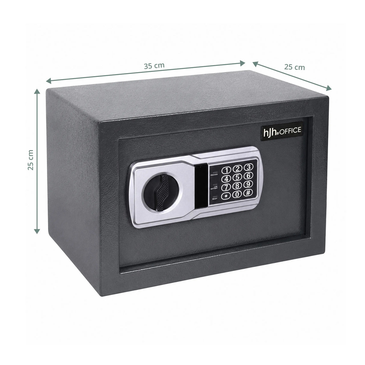 Maßzeichnung des Tresors Safe Compact Basic in Anthrazit mit 35 × 25 cm von hjh OFFICE