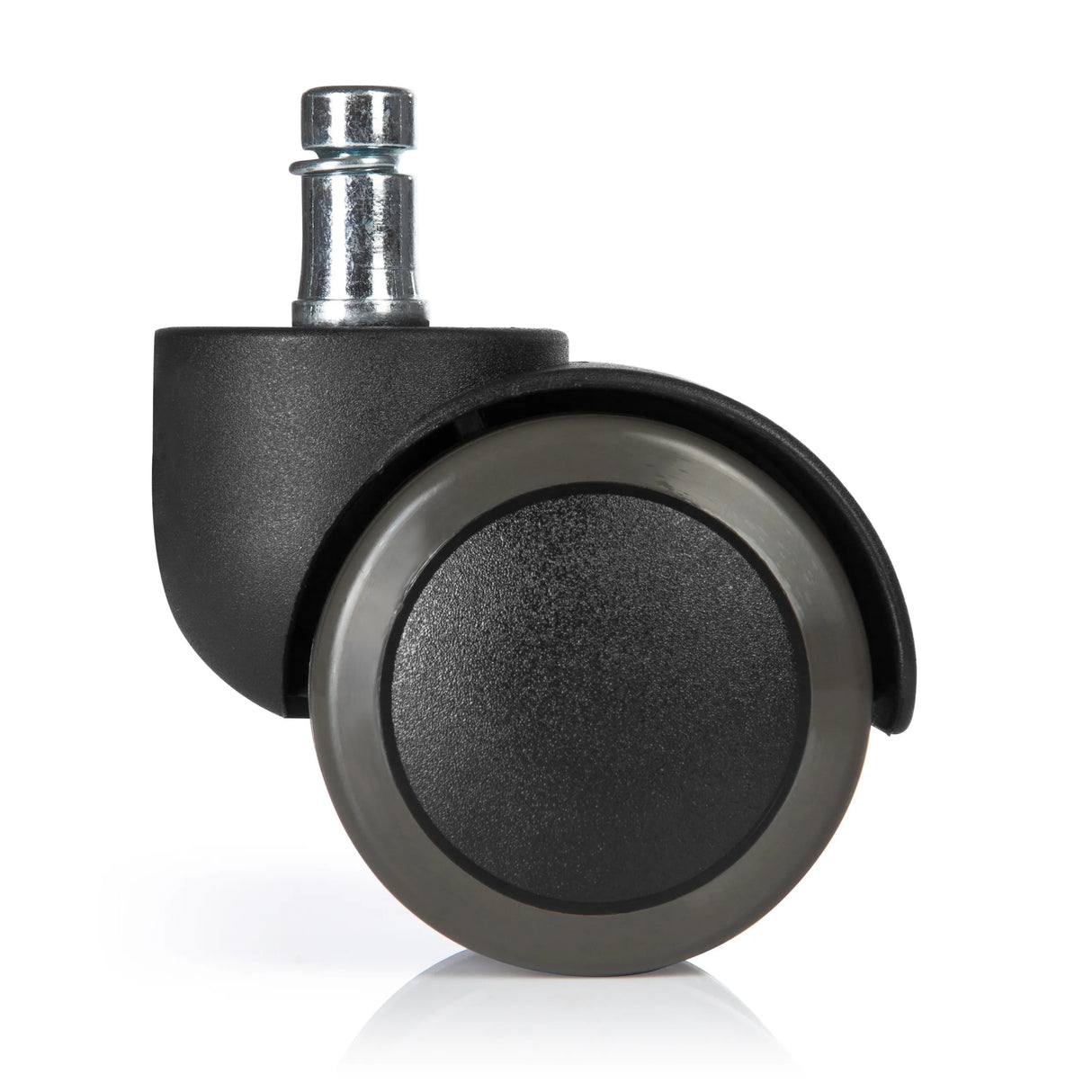 Schwarze Stuhlrolle 5x ROLO FREE 10mm/50mm für Hartböden mit silberfarbenem Bolzen von hjh OFFICE – 360-Grad-Ansicht (Rückenansicht 180°)