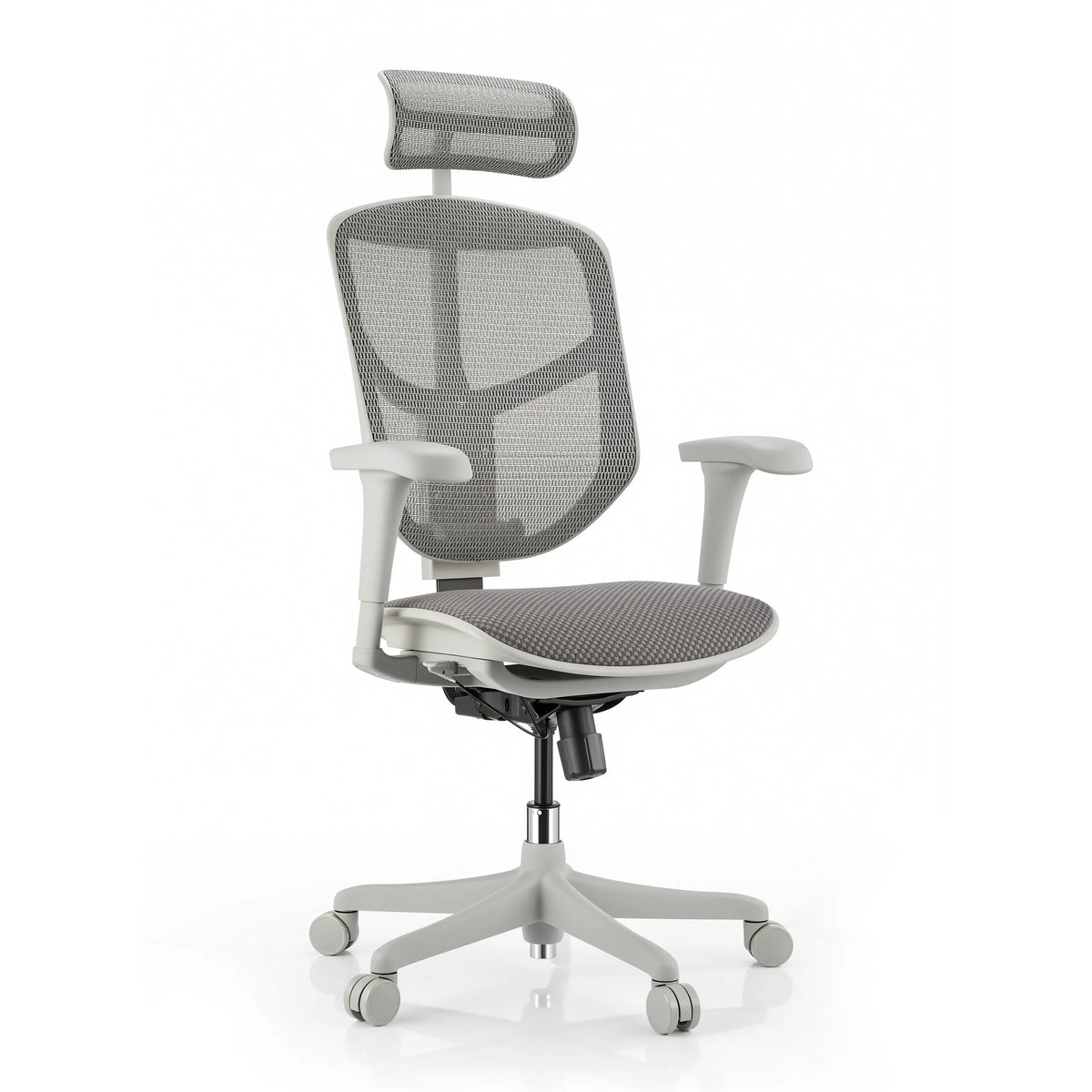 Bürostuhl Enjoy Eco FG in Grau mit Netzbezug, Kopfstütze und Armlehnen von hjh OFFICE