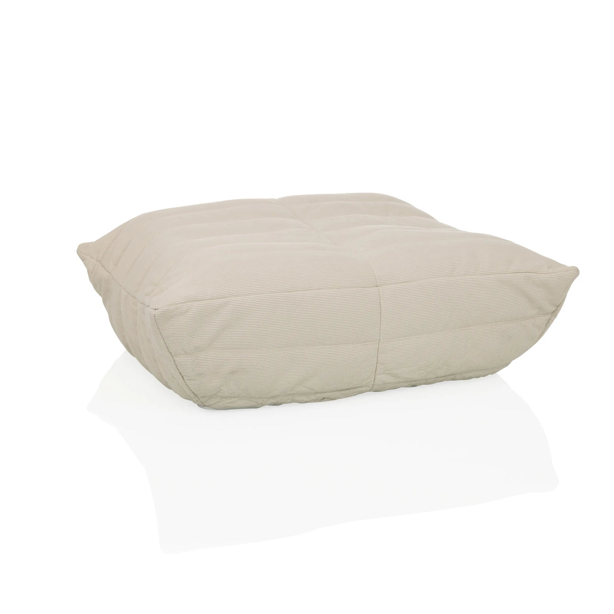 Beiger Sitzsack Sitzolo Podi mit geripptem Stoffbezug von hjh LIVING – 360-Grad-Ansicht (Frontansicht 15°)