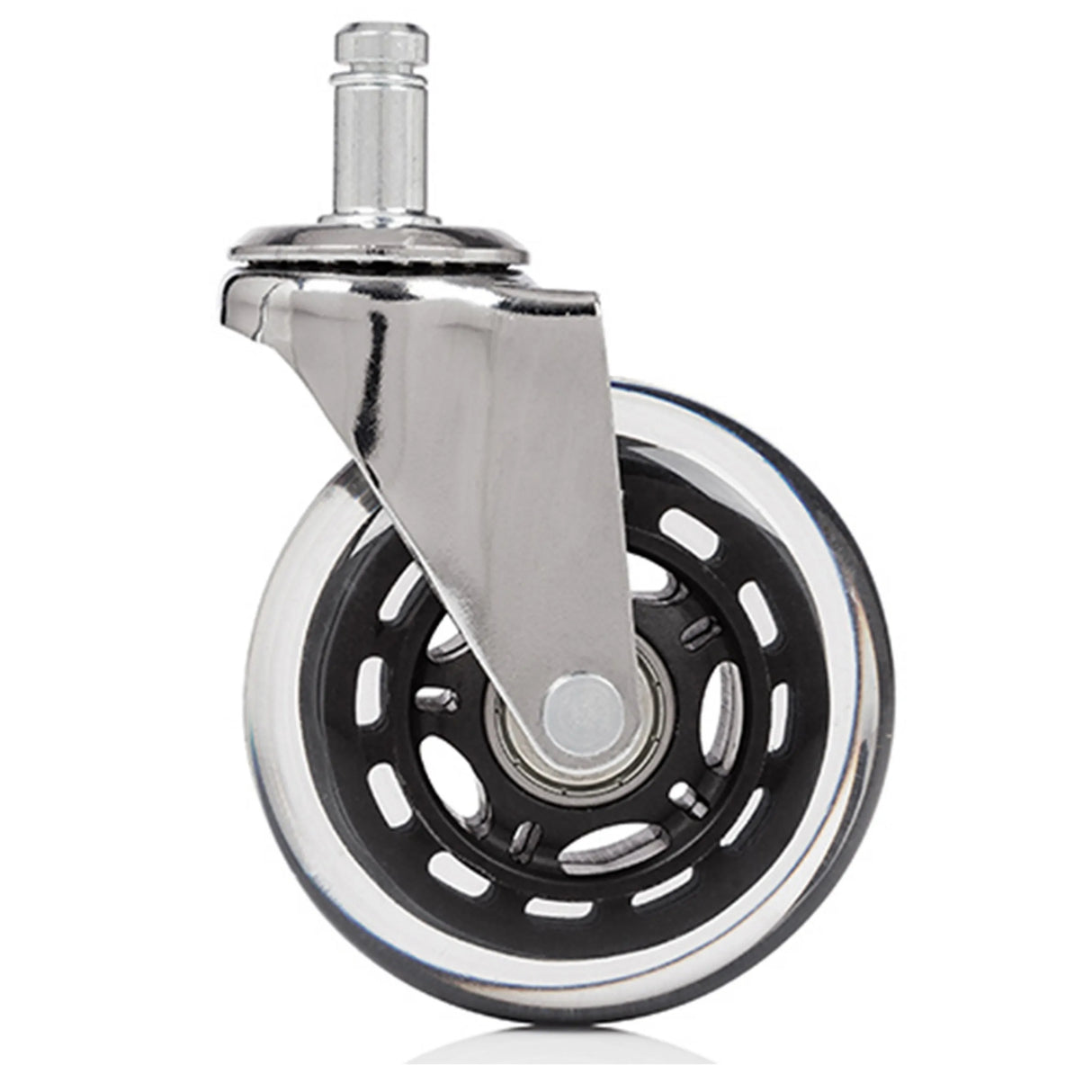 Silberne Stuhlrolle 5x ROLO SKATE CT 11mm/75mm für Hartböden mit transparentem Rad von hjh OFFICE