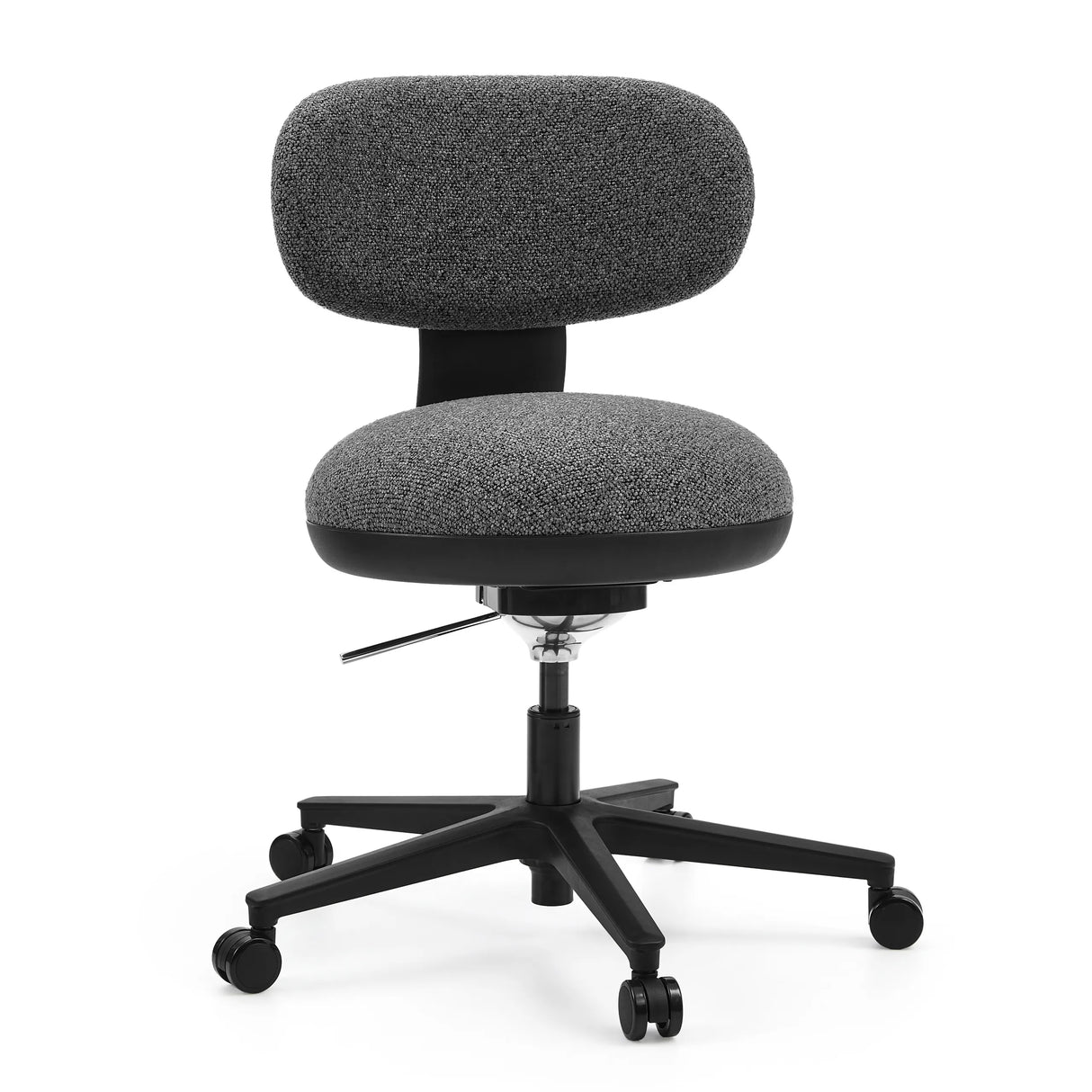 Grauer Homeoffice-Bürostuhl SITMOTION B mit gepolsterter Sitzfläche und Fußkreuz mit fünf Rollen von hjh OFFICE – 360-Grad-Ansicht (Frontansicht 15°)