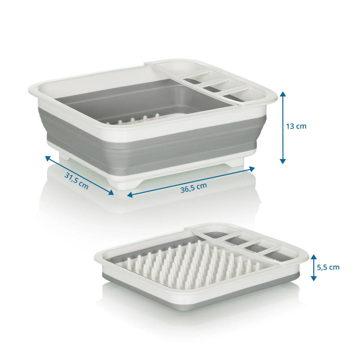 Maßansicht des Faltbehälters CLEAN SIL mit 36,5 × 31,5 cm und einer Höhe von 13 cm von hjh OFFICE