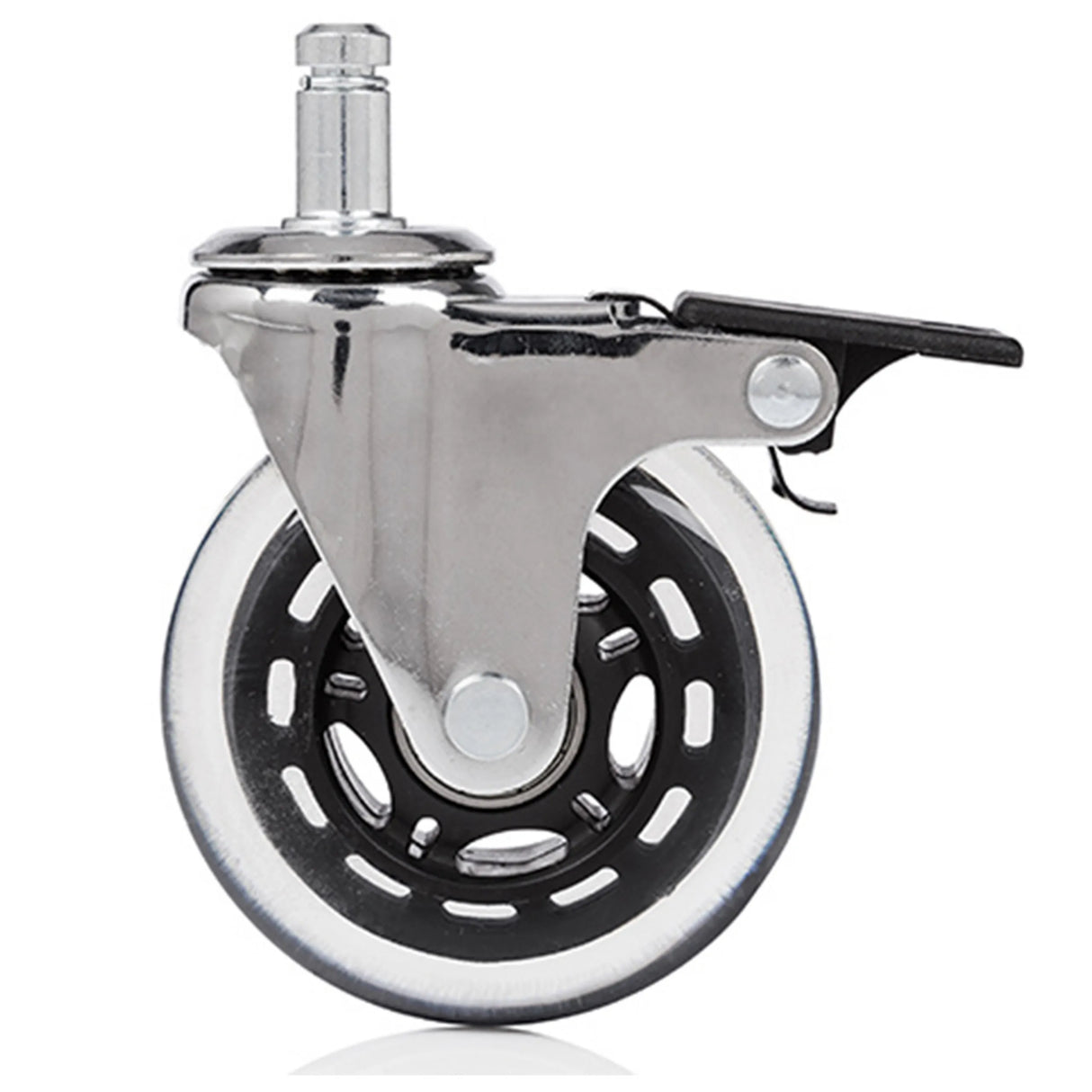 Stuhlrolle 5x ROLO SKATE CT 11mm/75mm mit Feststellbremse in Silber und Transparent für Hartböden von hjh OFFICE