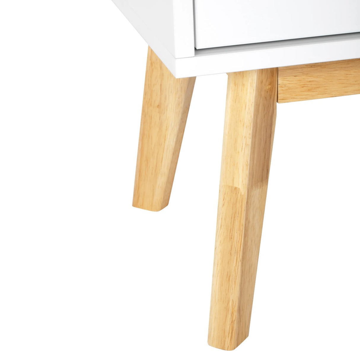 Hellbraune Holzbeine des Sideboards TAROLO I in Weiß von hjh LIVING