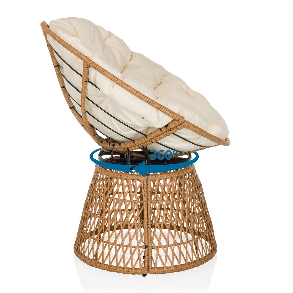 360-Grad-Drehfunktion des Outdoor Stuhls WEAVORA in Beige von hjh LIVING