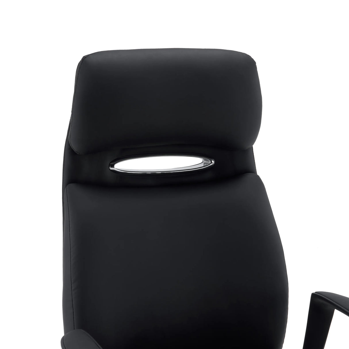 Kopfstütze mit chromfarbenem Detail des Profi-Chefsessels VELVET ECO von hjh OFFICE