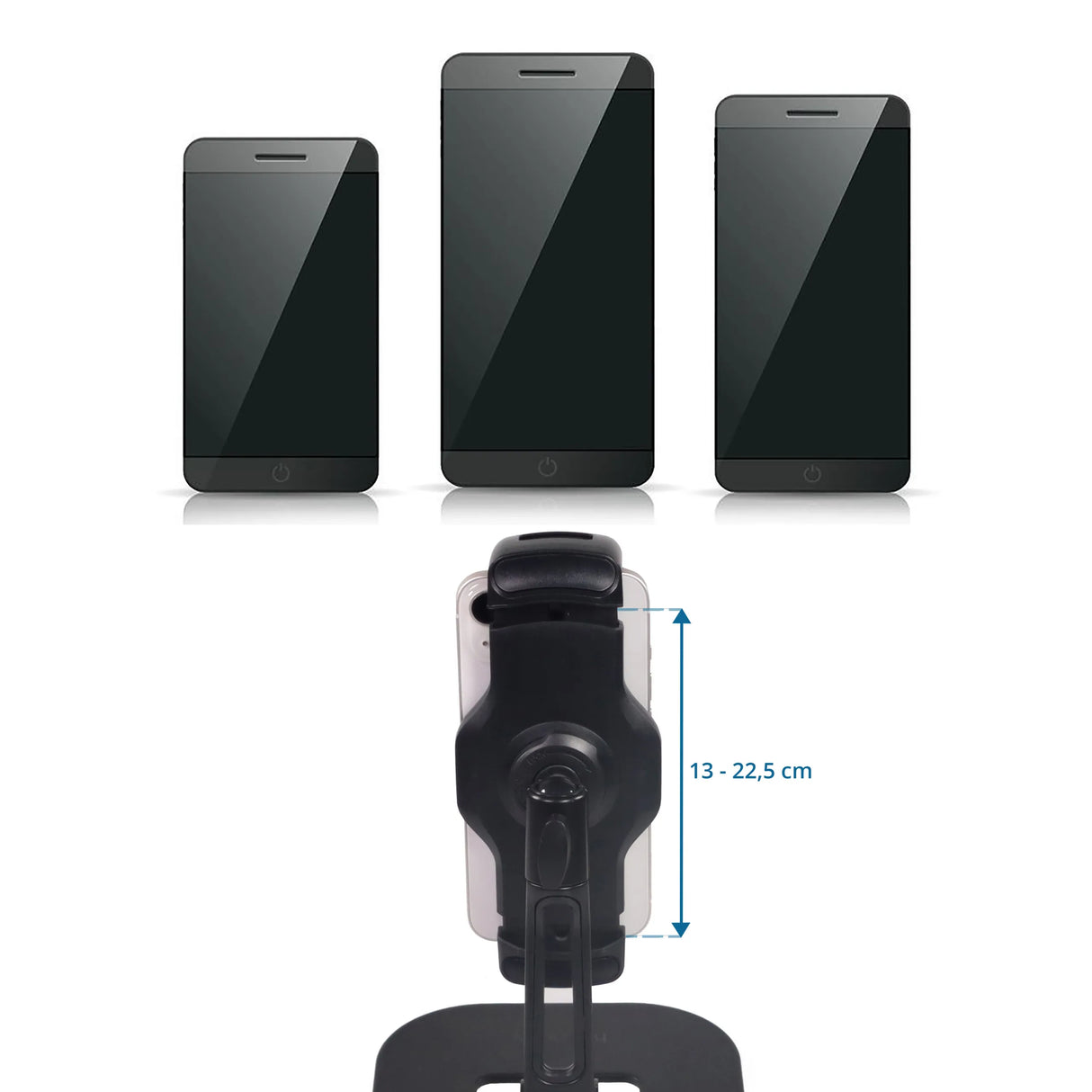 Verstellbare Halterung der Handy & Tablet Halterung FLEXMOBI IV für Geräte von 13 - 22,5 cm von hjh OFFICE